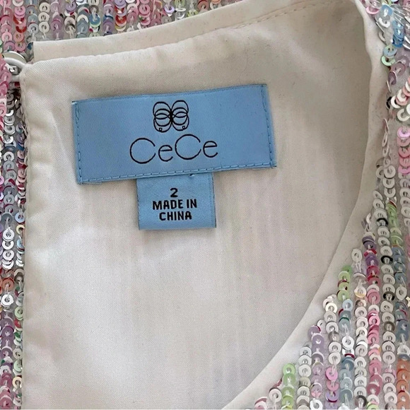 CeCe Allover Sequin Short Sleeve Top - Picture 9 of 10